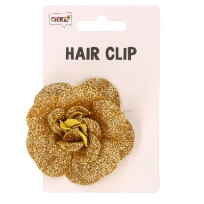 Haarclip - bloem - glitter - goud