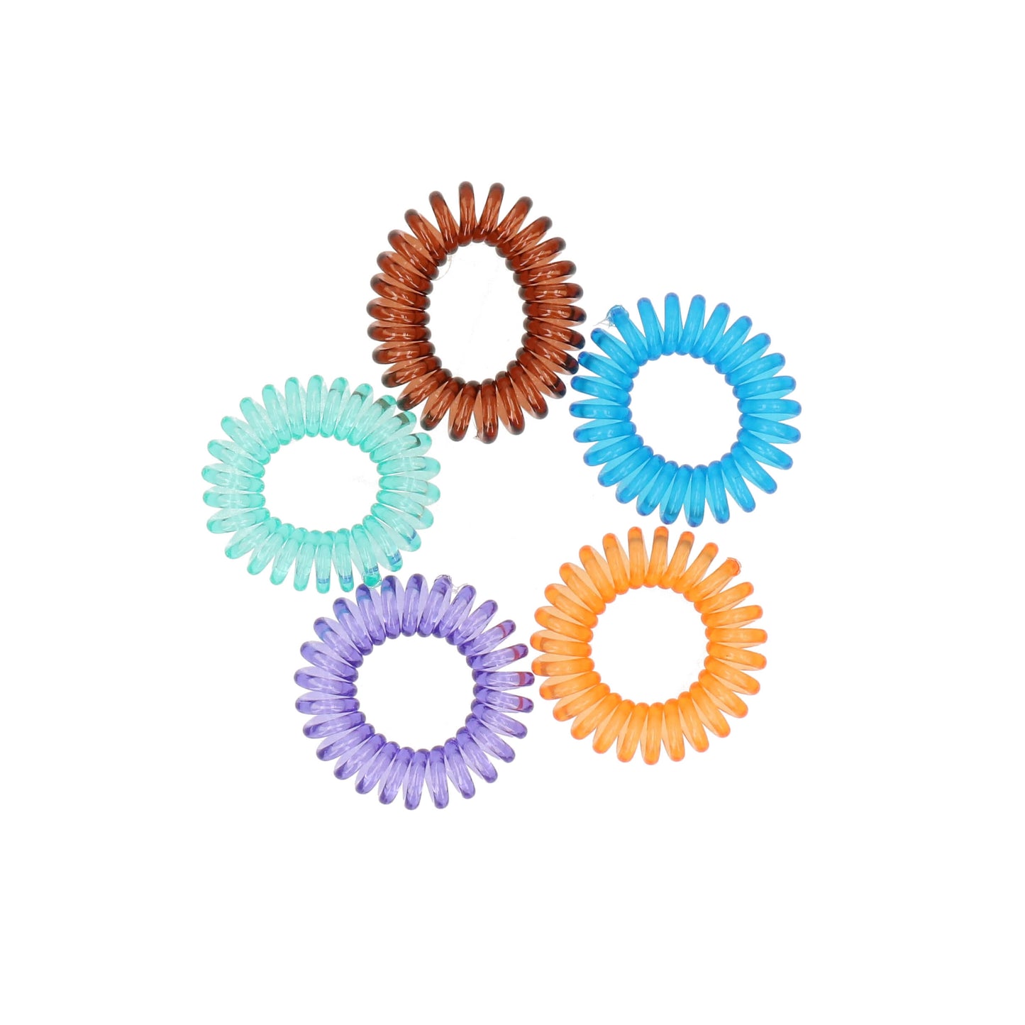 Haarelastieken spiraal transparant meerkleurig 5 stuks