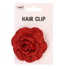 Haarknip - bloem - glitter - rood