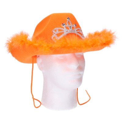 Hoed - cowboy - met kroontje - oranje