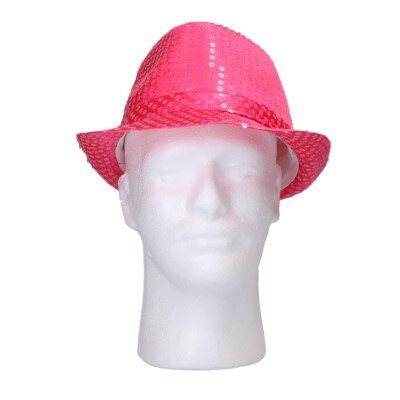 Hoed - pailletten - met licht - roze