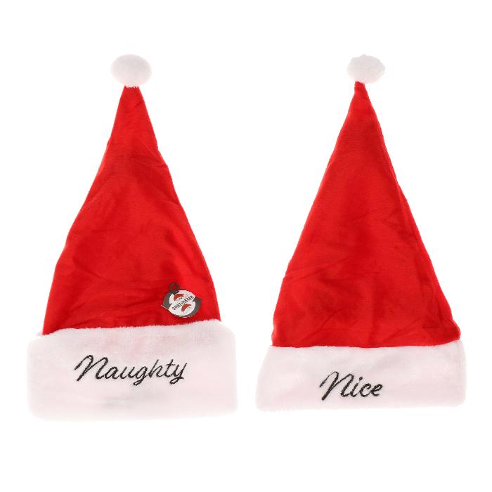 Kerstmuts omkeerbaar naughty/nice rood/wit