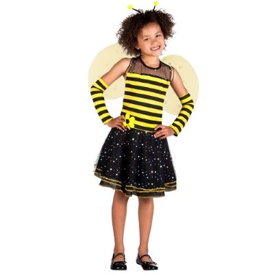 Kostuum - Bee-bee - zwart/geel - meisje - 4-6 jaar