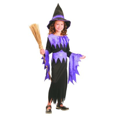 Kostuum - heks - zwart/paars - meisje - maat M