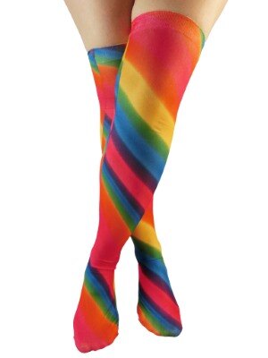 Kousen - regenboog - diagonaal - one size