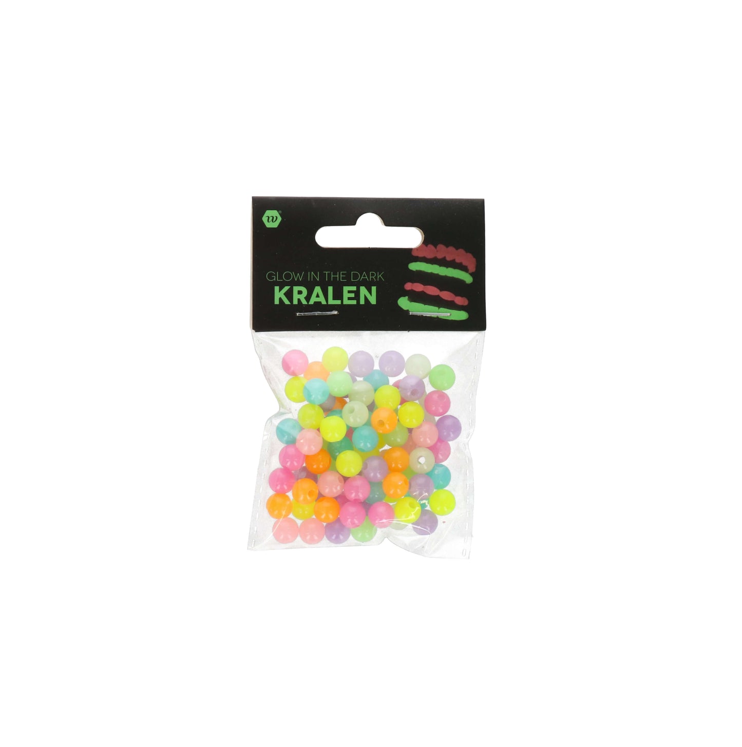 Kralen glow in the dark meerkleurig ca. 75 stuks