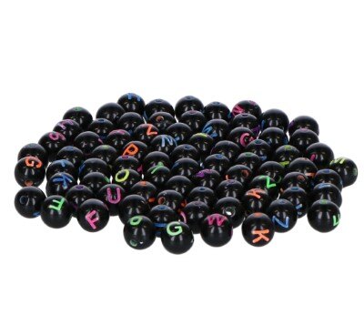 Kralen - letters - zwart - ca. 20g