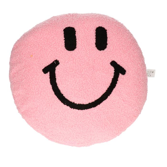 Kussen smiley teddy roze 33cm