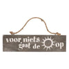 Muurdecoratie - Voor niets gaat de zon op - hout - bruin/wit