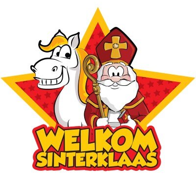 Muurdecoratie - Welkom Sinterklaas - geel/rood