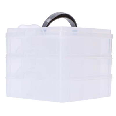 Opbergdoos - transparant - 3 laags - 6 vakken