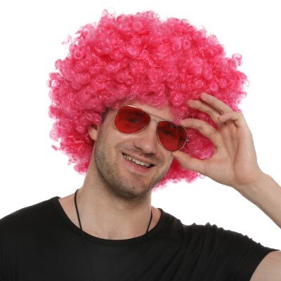 Pruik - afro - roze