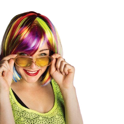 Pruik - bob - pony - meerkleurig