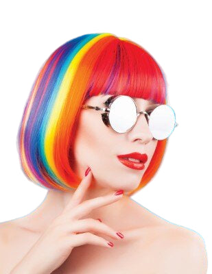 Pruik - regenboog - bob - pony