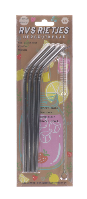 Rietjes herbruikbaar RVS 4 stuks