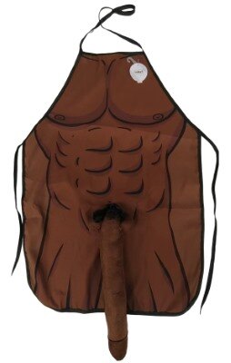 Schort - man - piemel - bruin - XL