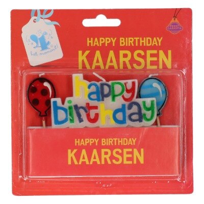 Taartkaarsjes - Happy birthday - meerkleurig