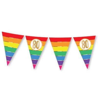Vlaggenlijn - regenboog - 80 jaar - 15 vlaggen - 5m