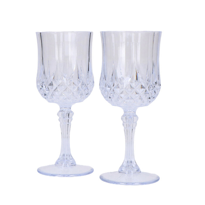 Wijnglazen - herbruikbaar - plastic - 2 stuks