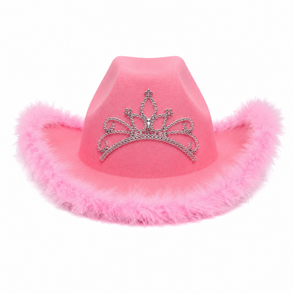 Cowboyhoed met kroontje roze