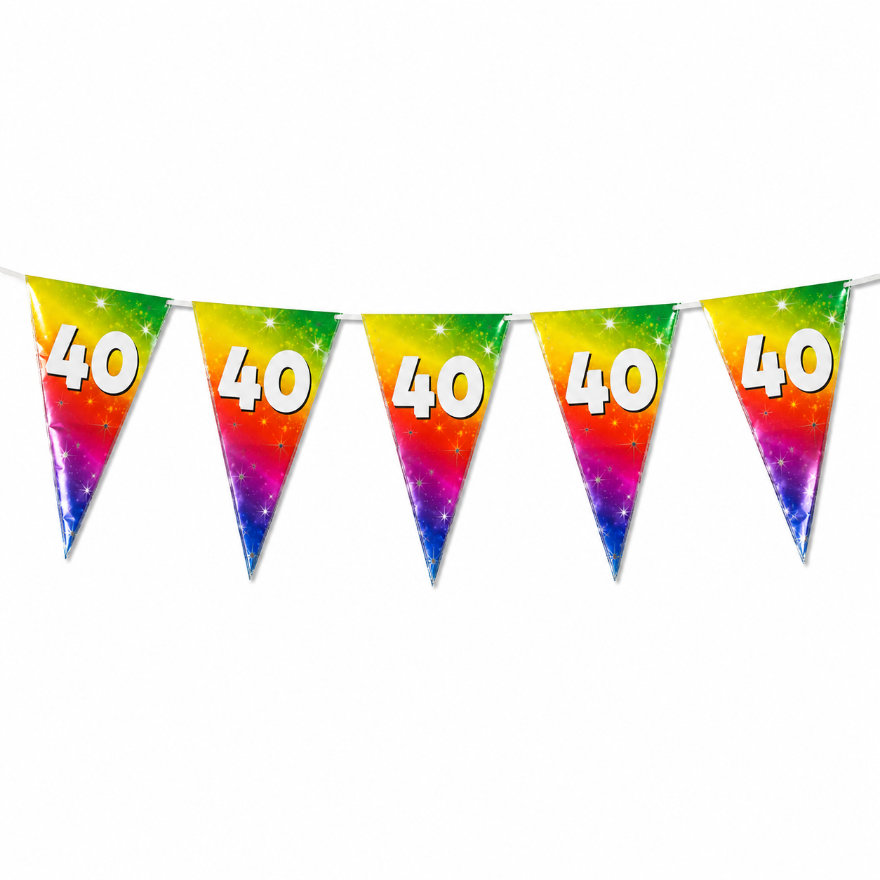 Vlaggenlijn regenboog 40 jaar - 6m (15 vlaggen)