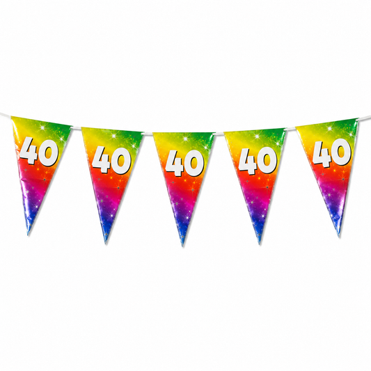 Vlaggenlijn regenboog 40 jaar - 6m (15 vlaggen)