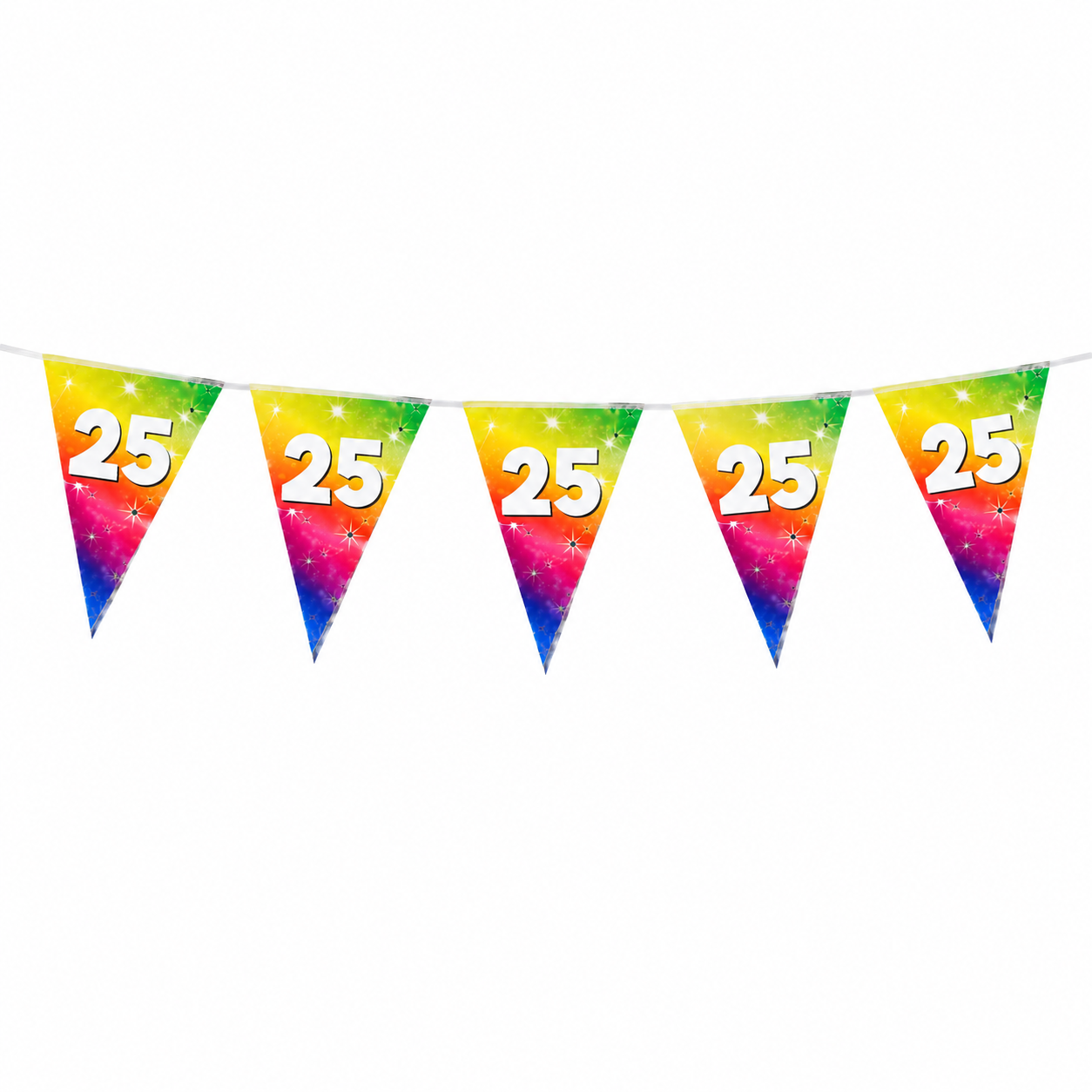 Vlaggenlijn regenboog 25 jaar - 6m (15 vlaggen)