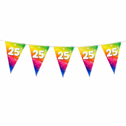 Vlaggenlijn regenboog 25 jaar - 6m (15 vlaggen)