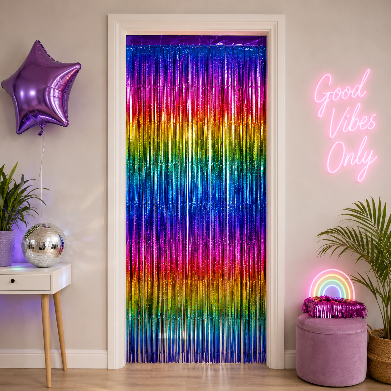 Deurgordijn folie metallic meerkleurig 1 x 2m