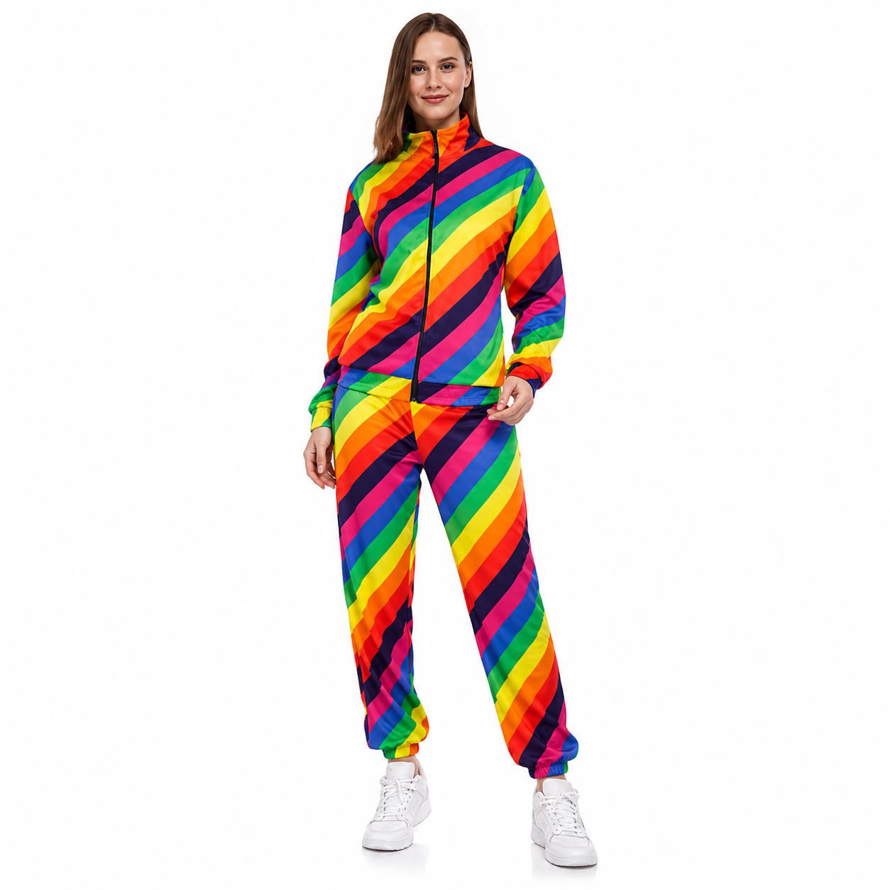Kostuum regenboog trainingspak unisex maat S/M