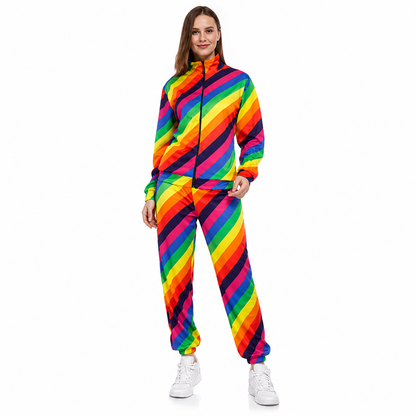 Kostuum regenboog trainingspak unisex maat L/XL