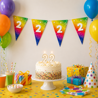 Vlaggenlijn regenboog 2 jaar - 6m (15 vlaggen)