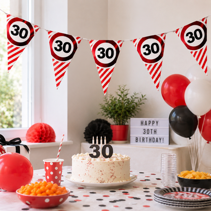 Vlaggenlijn 30 jaar rood/wit 3m