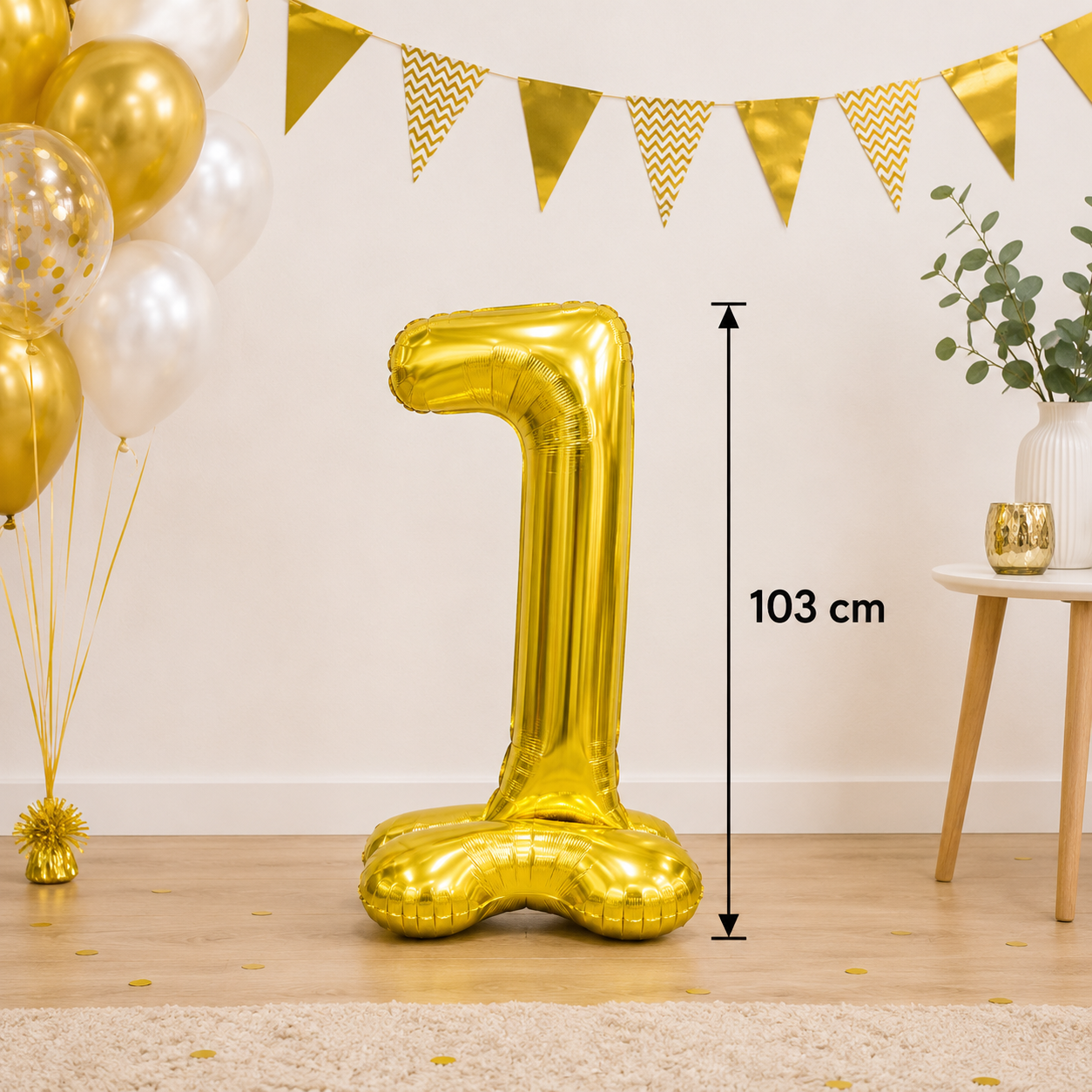 Folieballon staand - XXL - Goud - nummer 7 (103 cm)