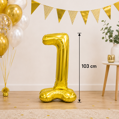 Folieballon staand - XXL - Goud - nummer 7 (103 cm)