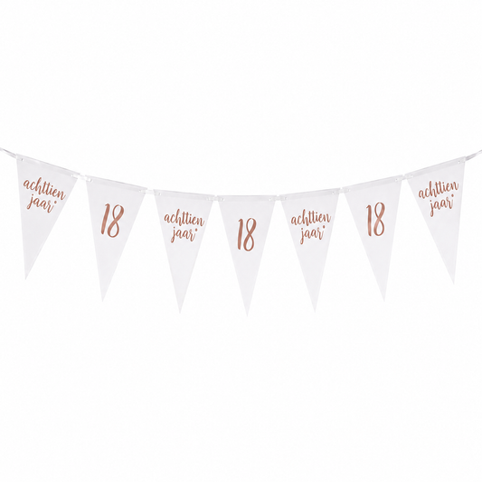 Vlaggenlijn 18 jaar wit/roségoud - 4m