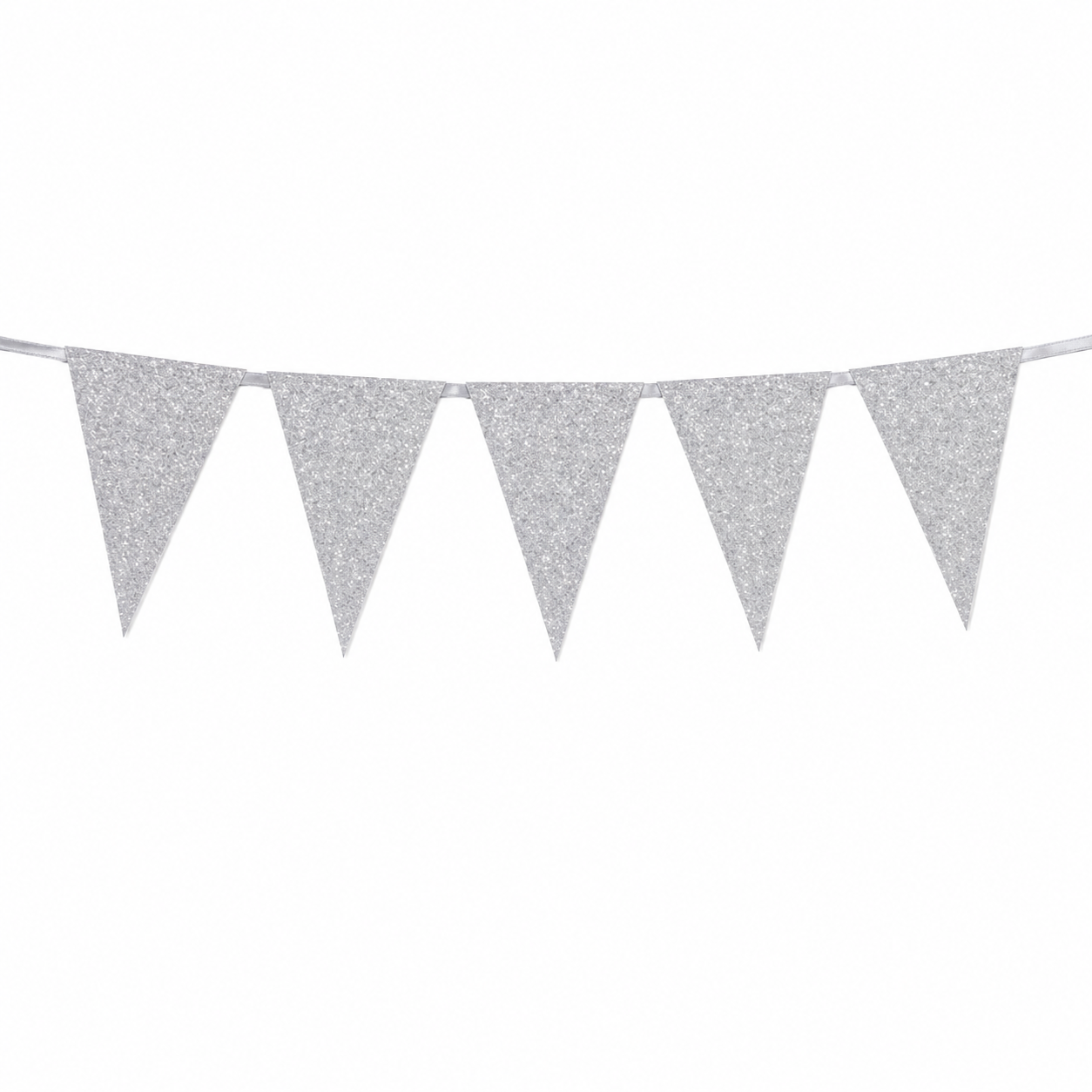 Vlaggenlijn glitter zilver klein - 6m (12 vlaggen)