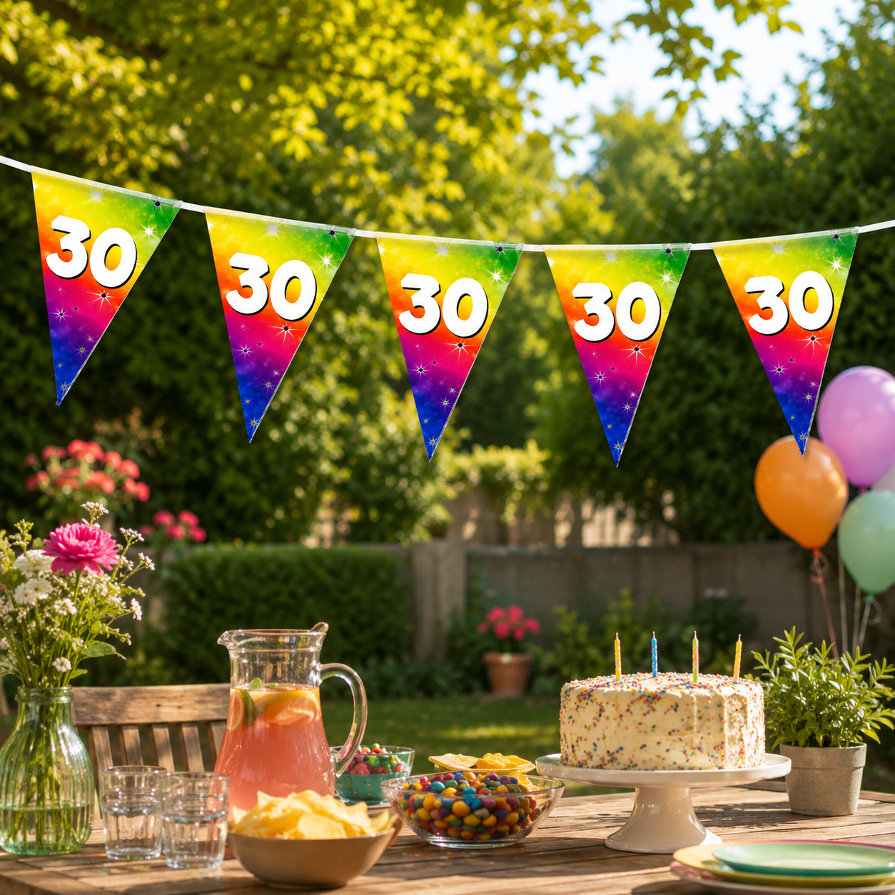 Vlaggenlijn regenboog 30 jaar - 6m (15 vlaggen)