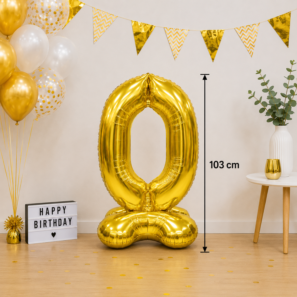 Folieballon staand - XXL - Goud - nummer 0 (103 cm)
