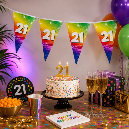 Vlaggenlijn regenboog 21 jaar - 6m (15 vlaggen)