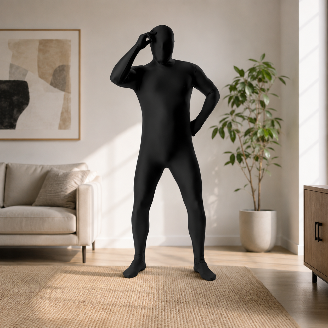 Body suit heren zwart one size