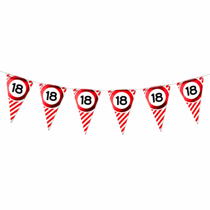 Vlaggenlijn 18 jaar rood/wit - 3m