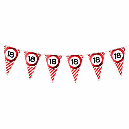 Vlaggenlijn 18 jaar rood/wit - 3m