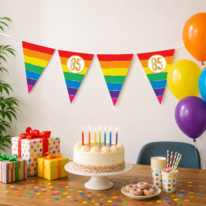 Vlaggenlijn Regenboog goud 85 - 5m (15 vlaggen)