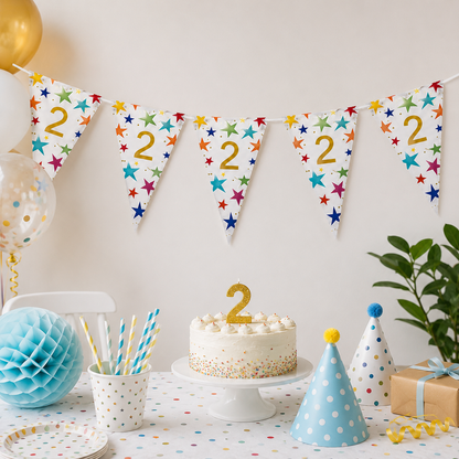 Vlaggenlijn Sterren 2 jaar - 6m (15 vlaggen)