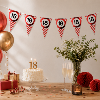 Vlaggenlijn 18 jaar rood/wit - 3m