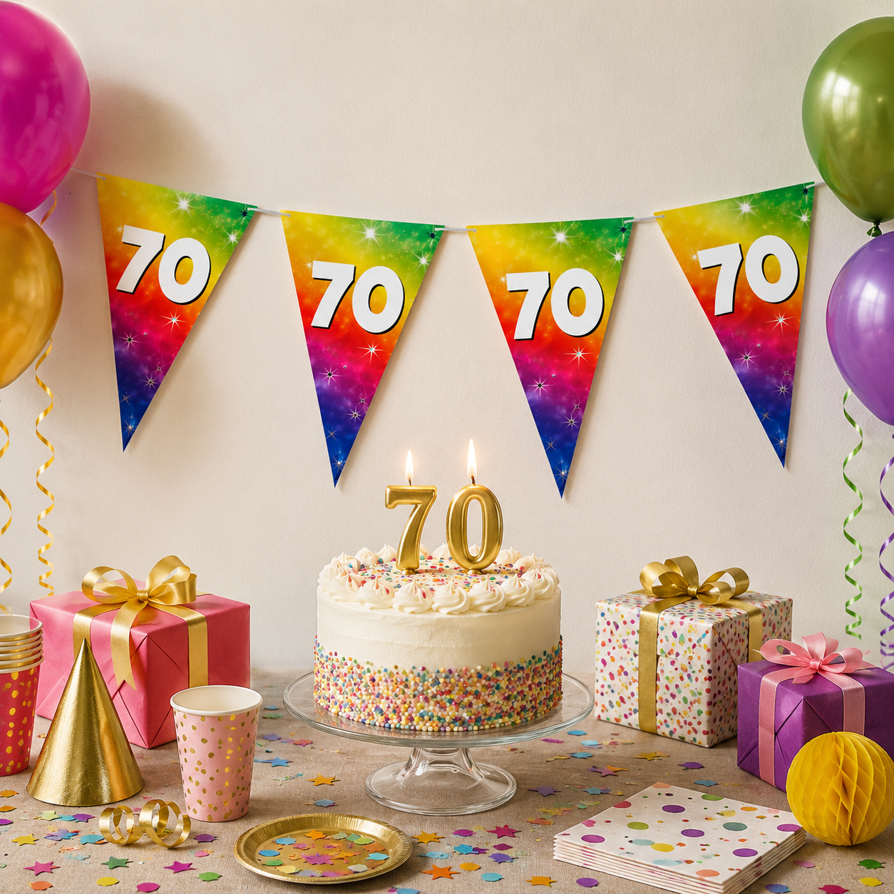 Vlaggenlijn regenboog 70 jaar - 6m (15 vlaggen)