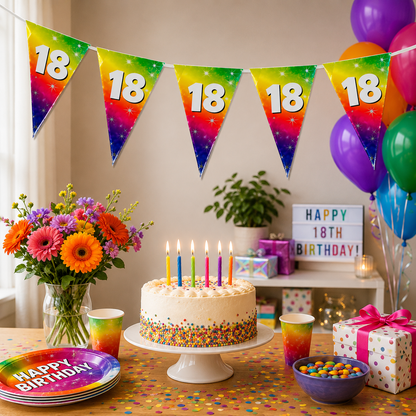 Vlaggenlijn regenboog 18 jaar - 6m (15 vlaggen)
