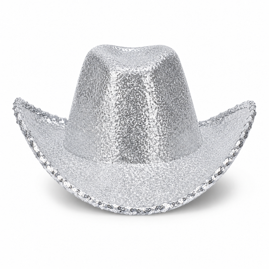 Cowboyhoed pailletten zilver