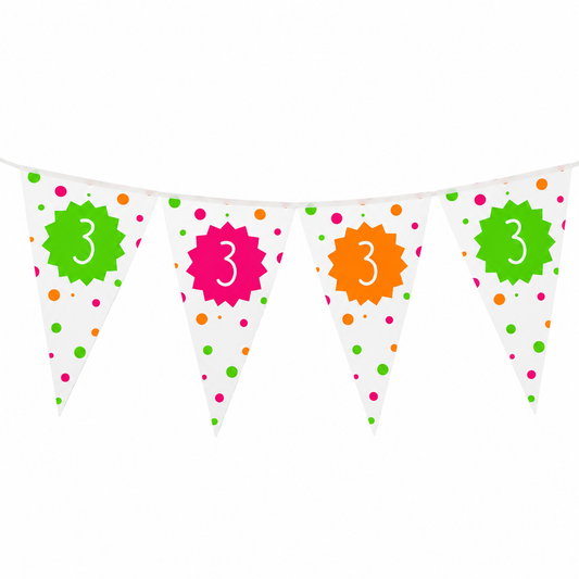 Vlaggenlijn neon 3 jaar - 4m (15 vlaggen)
